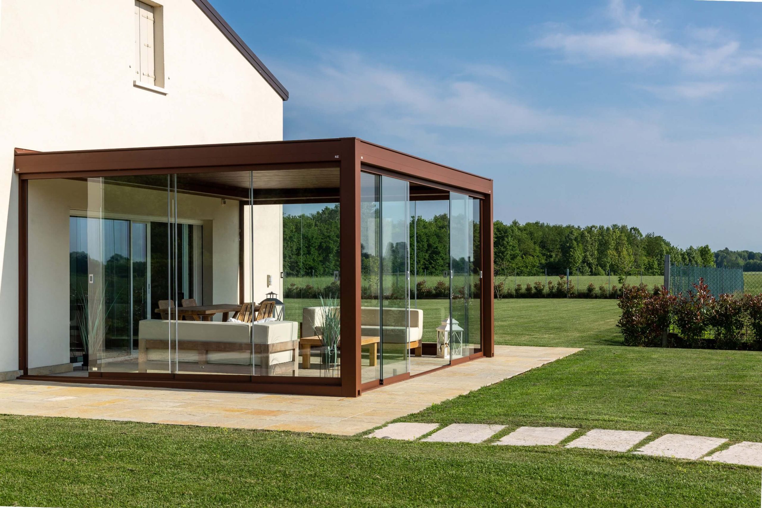 KE: Line Glass, pergola scorrevole Minimal